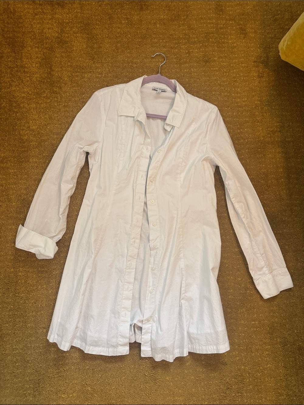 Steve Madden White Long Button-Front Shirt Dress